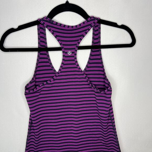 Lululemon Purple Navy Striped Swiftly Tech Racerback Tank Top Womens Size 4 - Picture 7 of 8
